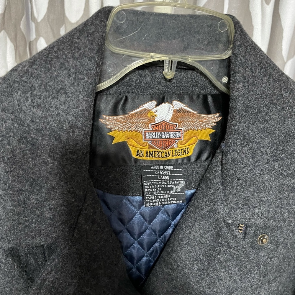 HARLEY DAVIDSON GREY  WOOL/RAYON BLEND COAT - Picture 3 of 12